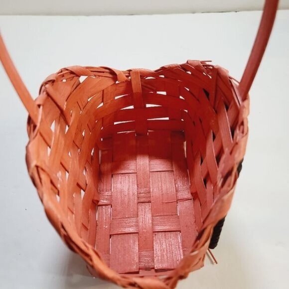 Vintage Orange Wicker Hand Painted Halloween Witch Cat Basket - Picture 8 of 12